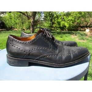 Cole Haan Mens Dress Shoes Black Leather Oxford Wingtip Lace Up Preppy 9.5 M